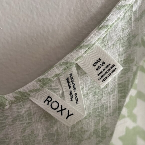 Roxy Women S Light Green Houndstooth Beach Shine A Light Mini Slip Dress NWT - Picture 7 of 11